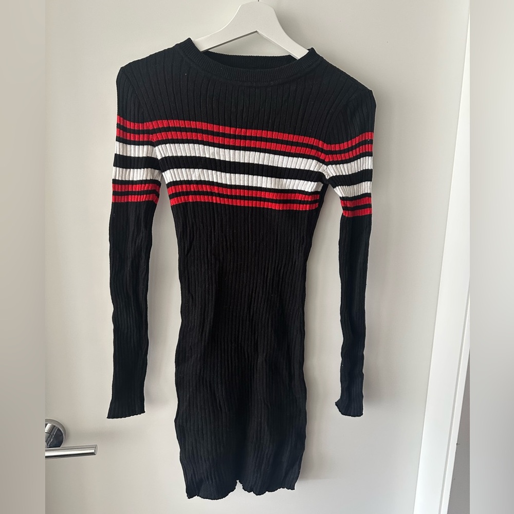 Black and Red Striped Women's Sweater